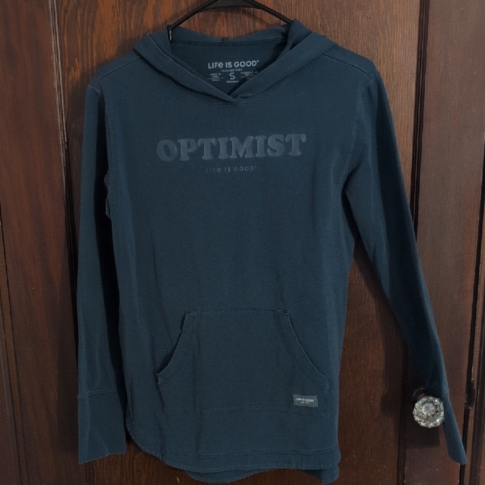 Life Is Good Crusher Flex Blue Optimist Hoodie Size Small